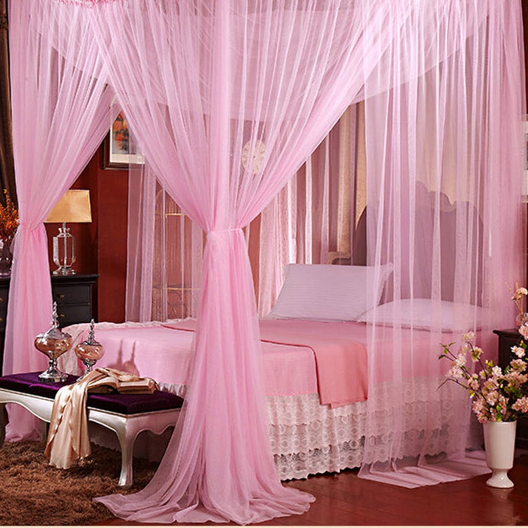 White Netting Canopy Bed Curtain Dome Fly Lace Mosquito Net Insect Queen Size