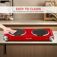 thumbnail image 5 of Techwood 1800W Electric Hot Plate Cooktop for Cooking,Infrared Ceramic Countertop Stove Top 2 Burners,Stainless Steel Portable Electric Burner,Knob Control,Easy To Clean(Red), 5 of 7
