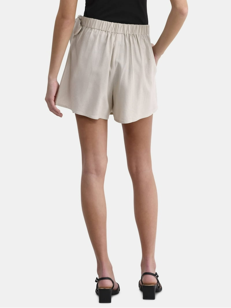 Time and Tru Women's Linen-Blend Wrap Skort, 1/2 inch Inseam