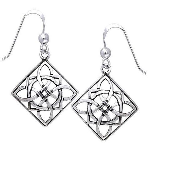Jewelry Trends Sterling Silver Celtic Square Power Shield Knot Dangle Earrings Jewelry