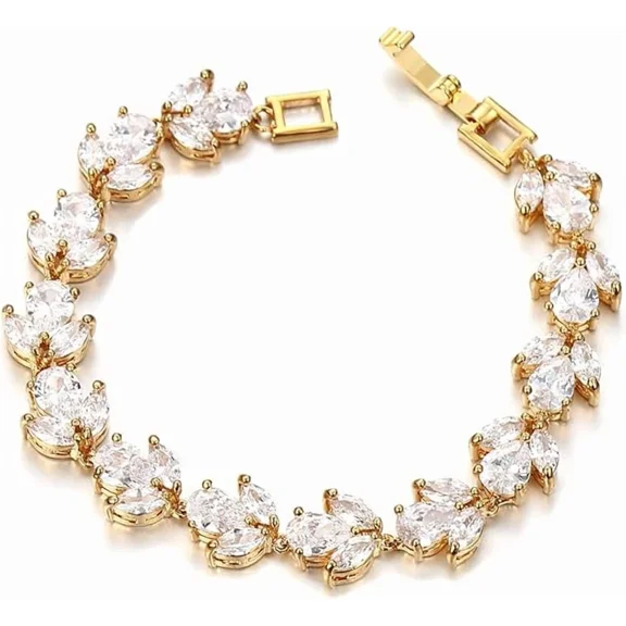 Beautiful 5.00 Ct Round Cut Simulated Diamond Womens Wedding Tennis Bracelet 14K Yellow Gold Plated 925 Sterling Silver 7"