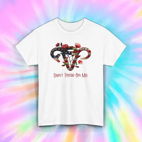 Dont Tread On Me Floral Gadsden Inspired Patriotic Message Bold Graphic Unisex T-Shirt, up to size 5XL