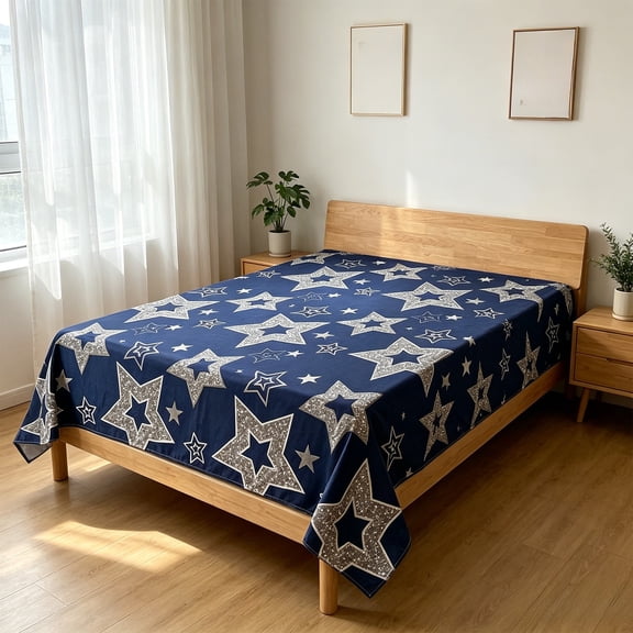 Tarmeek 120x230cm Fitted Sheet Twin XL, Soft & Breathable Microfiber Bed Sheet with Star Pattern, Wrinkle Resistant, Easy Care Mattress Protector, 47.2"x90.6"