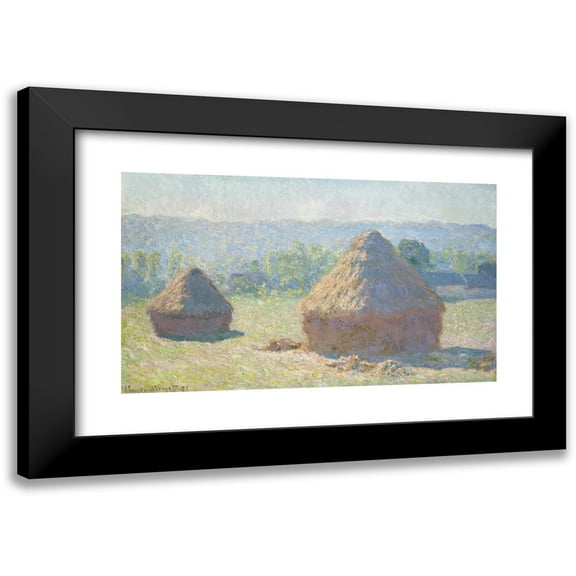 Claude Monet 14x10 Black Modern Framed Museum Art Print Titled - Haystacks, End of Summer (1891)