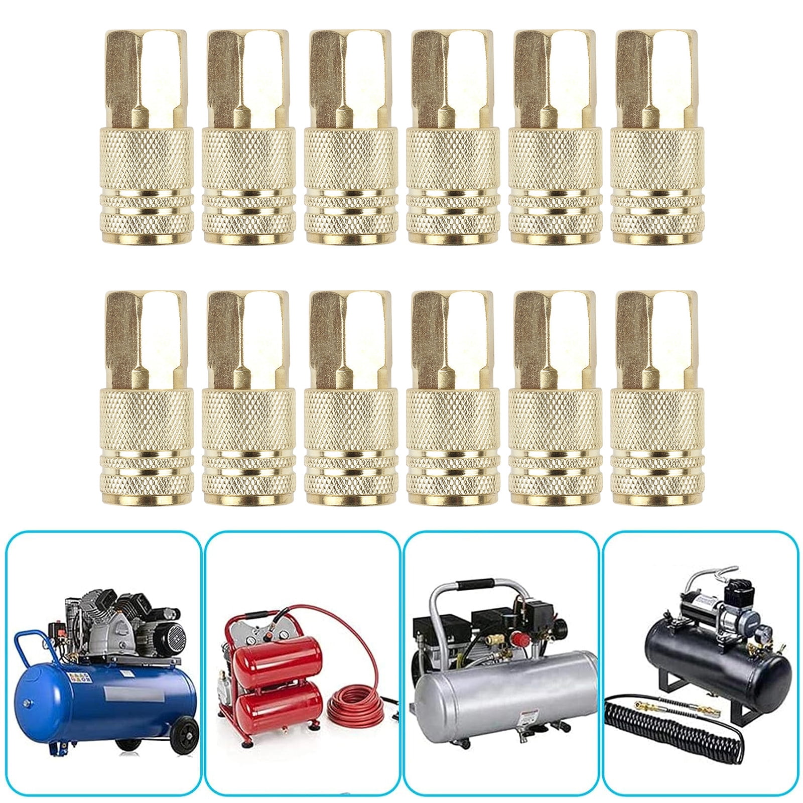 1/4inch Brass Female Air Hose Fittings Air Compressor Connectors Pack of 12 for Secure Connection in Industrial Setting
