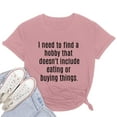 thumbnail image 2 of B91xZ Vêtements d'Été pour Femmes T-Shirts Col Rond Manches Courtes Amples Hauts Tunique Pull Uni, Rose m, 2 of 3