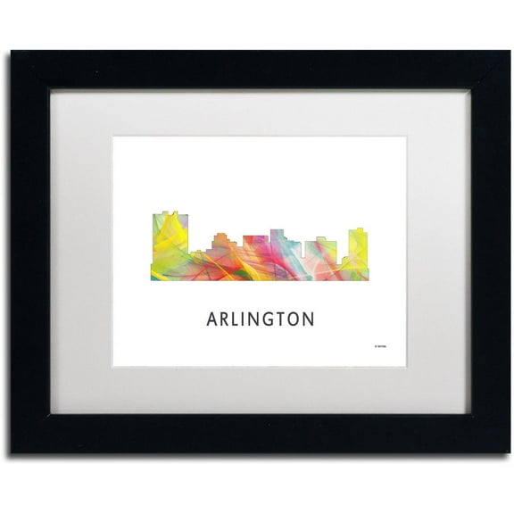 Trademark Fine Art 'Arlington Texas Skyline WB-1' Canvas Art by Marlene Watson, White Matte, Black Frame