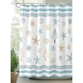 thumbnail image 3 of Coastal Christmas Waterproof Fabric Shower Curtain, Xmas Tree Starfish Beach Blue Striped Shower Curtain for Bathroom Curtains Bathtubs Hotel Washable Shower Curtains with 12 Hooks Long 72x78in, 3 of 6