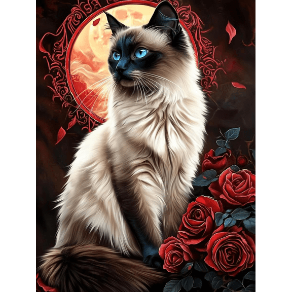 5D Siamese Cat Diamond Art 12x16 Inch Full Drill Diamond Painting Kits for Adults & Beginners - DIY Art Crafts for Relaxation and Home Wall Decor 341A