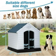 Plastic Dog House 28 inch Indoor Outdoor Dog Houses with Elevated Floor, All Weather Waterproof Doghouse, Easy to Assemble,Ventilation Design Pet House