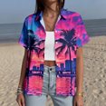 thumbnail image 6 of Yopmin Hawaiian Shirts for Women Palm Tree Print Summer Tropical Hawaiian Blouse Button Down for Beach Vacation Travel Summer, 6 of 7