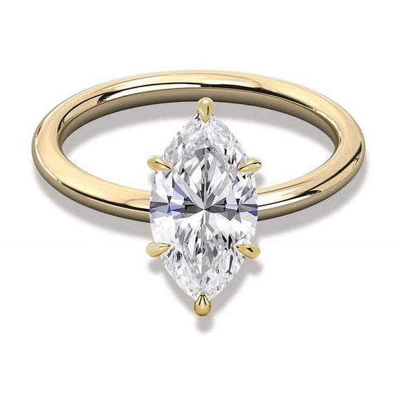 Cora Jewellery 1 CT Marquise Cut Moissanite Engagement Ring, Solitaire Ring For Women, 14K Yellow Gold, 5.5 US, Pack of 1