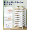 thumbnail image 2 of Kitsure Rolling Cart with Drawers, 8 Drawer Storage Cart with Wooden Top, Labels Included, Locking Wheels for Craft Organizers and Storage, Classroom Storage, 30.3"H, White, 2 of 9
