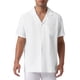 thumbnail image 5 of CAMISAS DE LINO PARA HOMBRE CON COLLAR CAMP, MANGA CORTA, BOTONES, CAMISAS DE VERANO PARA PLAYA XL BLANCA, 5 of 6