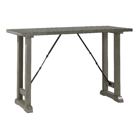 Anab Counter Height Table- Rectangular Gray Wood and Turnbuckle Base