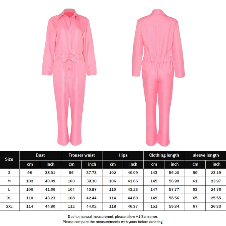 Womens Pink Jumpsuit Long Sleeve One Piece Romper Plus Size Jumpsuits for  Women 2023 Pink Costume XL