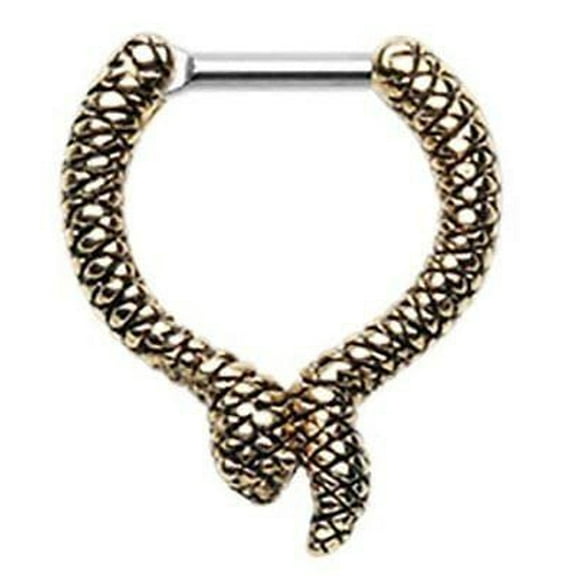 Body Accentz Septum Golden Slithering Snake Septum Clicker 316L Surgical Steel 16g