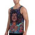thumbnail image 2 of Daiia Cosmic Garden Woman Portrait Printed Men's Quick Dry Fit Muscle Tank Top Slim-Fit Tank Workout Tank Top Lightweight Sports Tank Top-XX-Large, 2 of 7