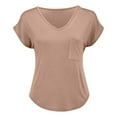 thumbnail image 4 of TODOZO T Shirts for Women Loose Fit Casual Lightweight Soft Basic Tees Women's Solid V Neck Tops with Chest Pocket Short Sleeve T Shirts Loose Casual Basic Tees Summer Clothes Outfits, 4 of 8