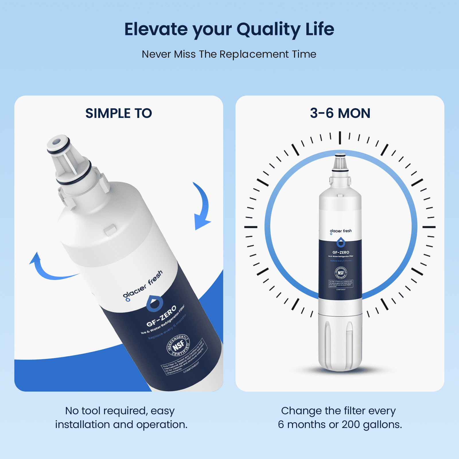 GLACIER FRESH Replacement for 4204490 Water Filter and 7007067 Air Purification Cartridge Combo Pack, Compatible with Sub-Zero 4204490, 4290510 Water Filter, 7042798/7007067 Air Filter(1+1)