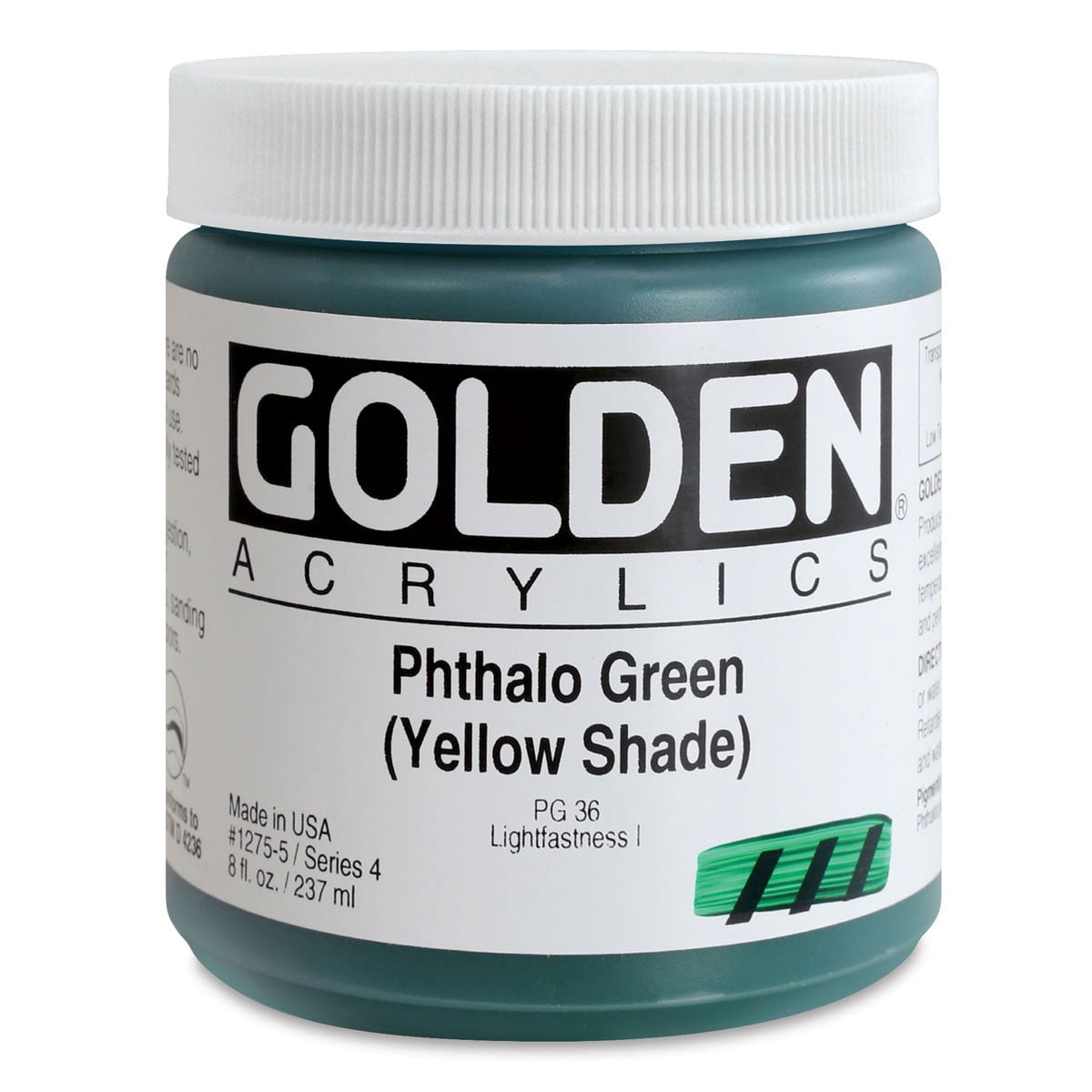 Golden Heavy Body Artist Acrylics - Phthalo Green (Yellow Shade), 8 oz Jar