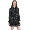 thumbnail image 1 of INSPIRE CHIC Women's Ruffle Tie Neck Casual Loose Shift Floral Dress, 1 of 6