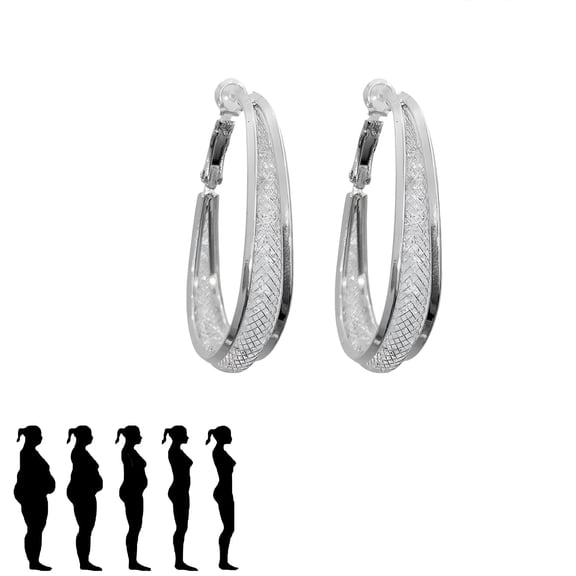 DESIGNICE C Shaped Clip on Earrings for Sensitive Ears Multi Layer Rhinestone Design Fashion Jewelry Gift 5Cm Hoops
