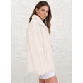 thumbnail image 6 of Osfvolr Womens Jacket Oversized Zip Up High Collar Long Sleeves Fuzzy Casual Winter Fall Coats with Pockets Cream White M, 6 of 8