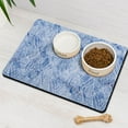 thumbnail image 3 of Pet Food Mat Absobing Durable Cat Food Mat Beautiful Blue White Leaf Cat Mat for Food Dog Water Bowl Mat for Messy Drinker, 3 of 7
