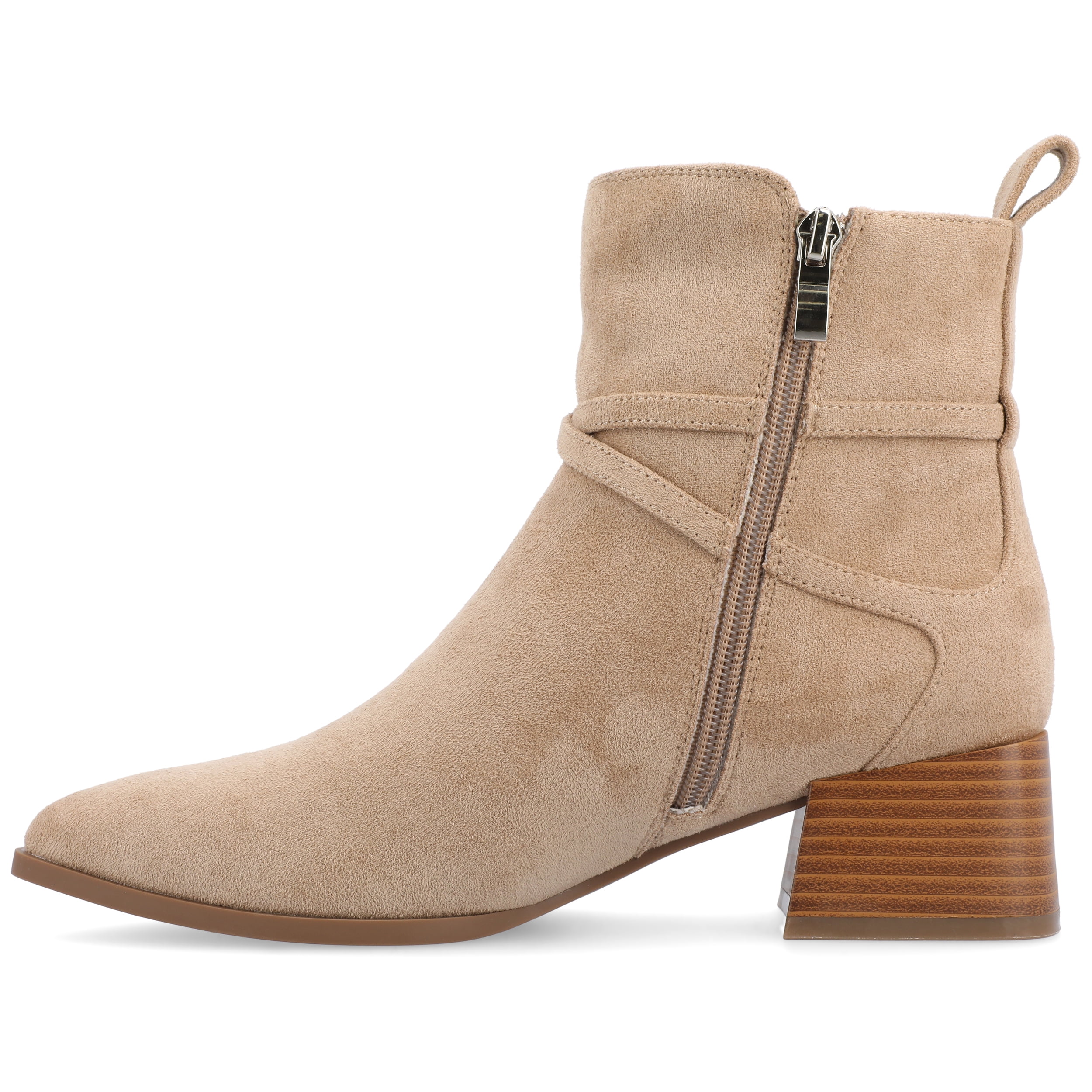 Journee Womens Estelle Stacked Heel Pointed Toe Booties, Widths Available