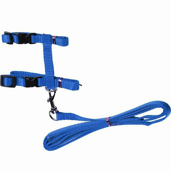 HEVIRGO Pet Cat Rabbit Walking Training Soft Straps Harness Leash Traction Belt Tool Blue Nylon