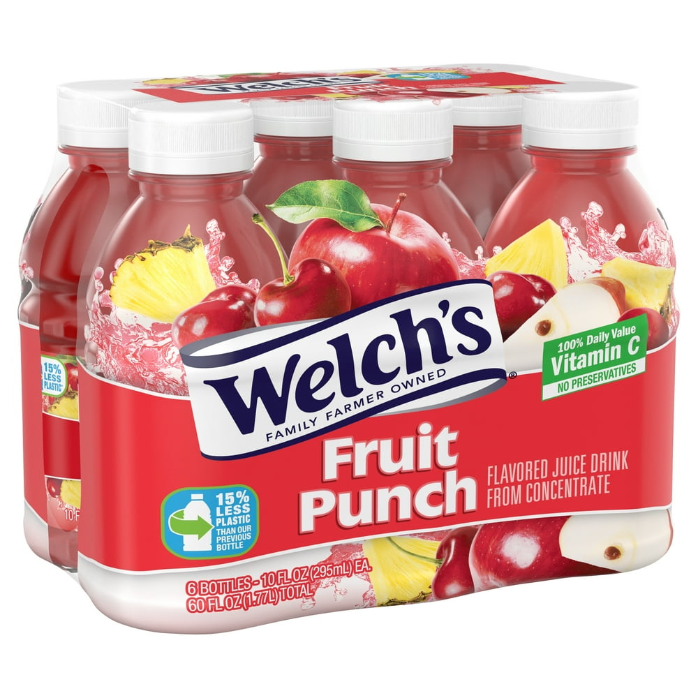 Welch's Fruit Punch Drink, 10 Fl Oz OntheGo Bottle (Pack of 6)