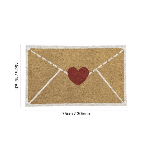Valentine s Day Coir Door Mat Heart Envelope Shaped Non Slip Entrance Rug Durable Natural Fiber Floor Mat for Indoor Outdoor Home Decor Festive Holiday Welcome Doormat