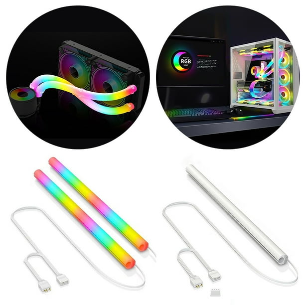 Tubo Suave ARGB Chaleco Radiador Refrigeración Por Manguera Manga Luminosa 2 Uds Silicona Aura Sync 5V 3PIN para Caja Computadora