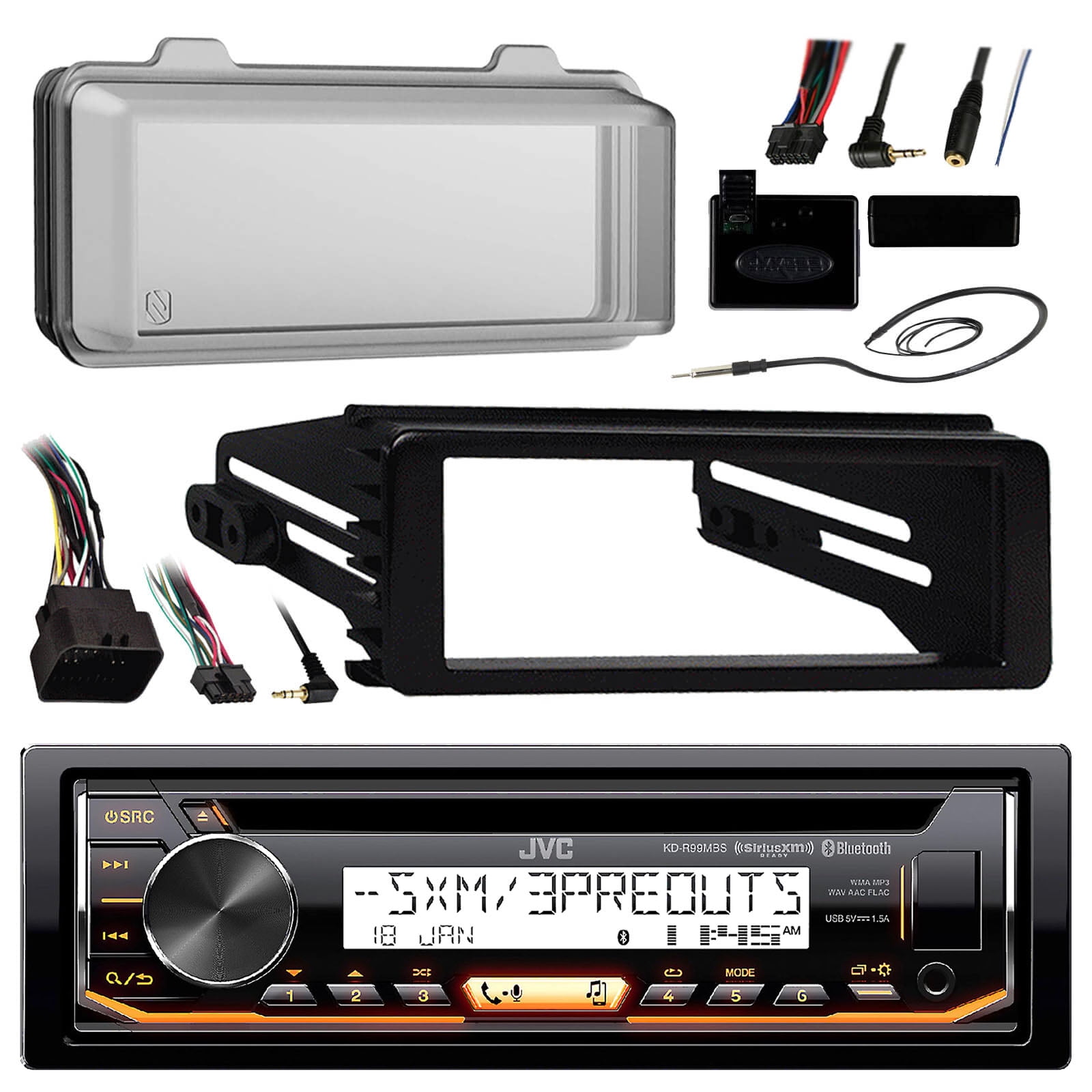 JVC KDR99MBS Marine Radio Stereo Receiver For 19982013 Harley Davidson Touring Flht Flhx Flhtc