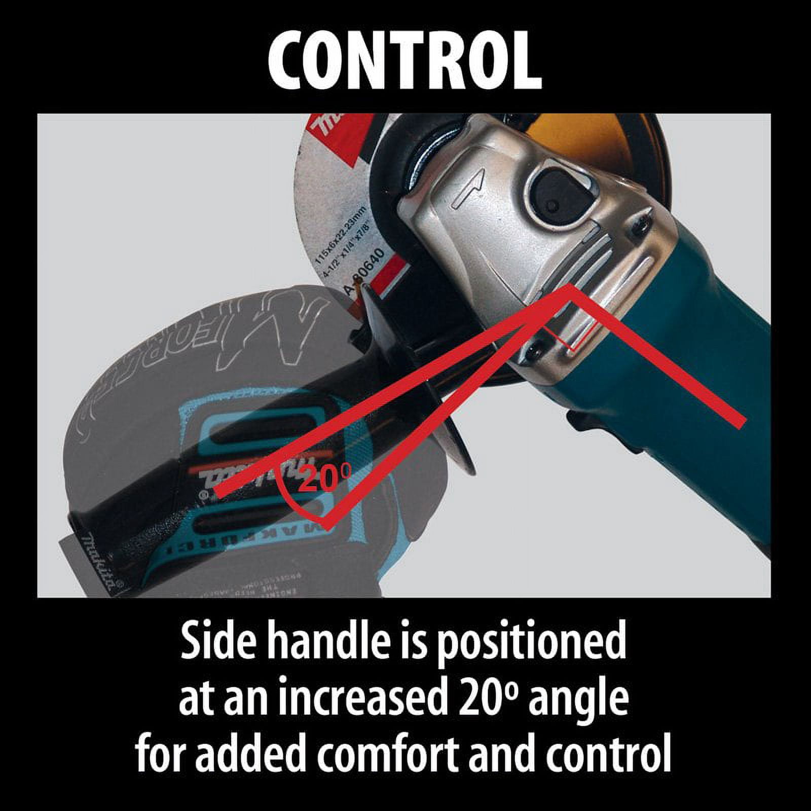 Makita Electric 6Amp 4" Angle Grinder, 11,000 RPM, Locking On/Off Switch, and Side Handle
