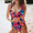 Hot Pink, variant on One Piece Floral Print Tankini&nbsp;Swimsuit Set,Wide Straps Open Back Bathing Suit Swimwear with Zip