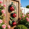thumbnail image 4 of Wrought Iron Wall Decor, Garden Art, Outdoor Metal Flowers and Butterflies, Flower & Insect Wall Hanging for Patio, Balcony, Courtyard, Kids Room, Red and Yellow, 4 of 6
