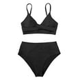 thumbnail image 6 of Women's Bikini Sets Two Piece Swimsuit High Waisted V Neck Twist Front Adjustable Spaghetti Straps Bathing Suit - m, 6 of 6