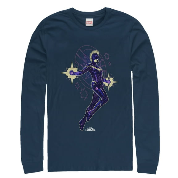 Men's Marvel Captain Marvel Galactic Kree Warrior  Long Sleeve Shirt Navy Blue Medium