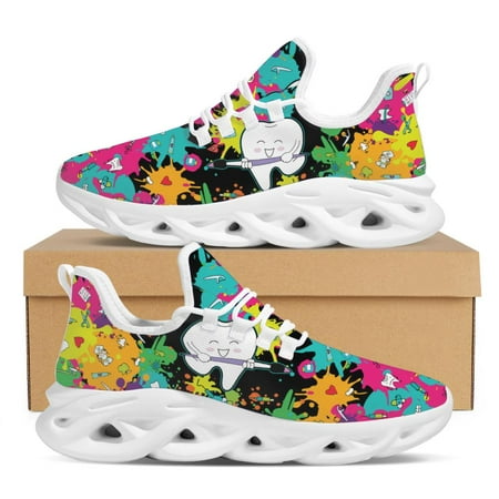 

Funny Cartoon Tooth Design Flat Shoes Mother s Day Gift Non-slip Cozy Platform Swing Shoes New Trend Dental Nursing Sneakers