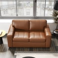 thumbnail image 4 of Roundhill Furniture Sakan Leather Upholstered Loveseat, Caramel, 4 of 12