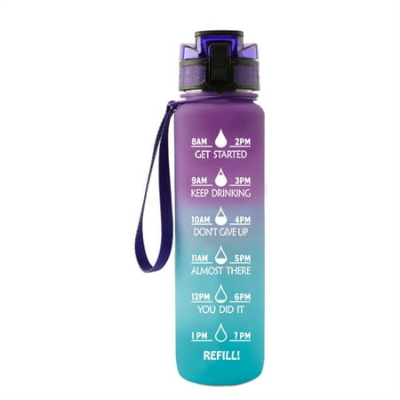 

1000ML Motivational Water Bottle with Time Marker BPA Free Water Bottles with Fruit Strainer Leak-Proof Wide Mouth and Fast Water Flow Water Bottles for Fitness Gym Outdoor