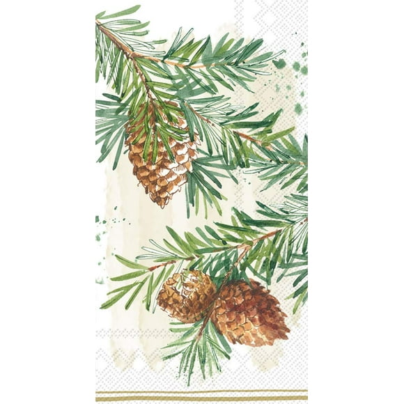 Boston International Serviettes de Noël en Papier pour Invités Jetables Salle de Bain de Ferme, Décoration de Noël pour Fête de Noël Verdure Rustique Pak 32