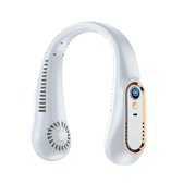 HUJCRBG Portable Neck Fan, Battery Operated Wearable Personal Bladeless Fan, 5 Speeds Hands Free Fans, USB Neck Cooling Fan for Outdoor, Rechargeable, Digital Display
