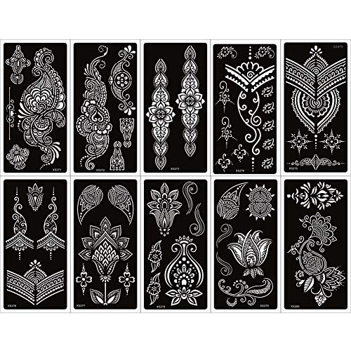 xmasir pack of 24 sheets henna tattoo stencil kit temporary tattoo templates self adhesive indian arabian tattoo sticker for body paint new designs walmart com