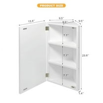 Corner Medicine Cabinet with Mirror, Medicine Cabinet for Bathroom with 3 Storage, Corner Bathroom Mirror Cabinet Wall Mounted,White Opens Right to Left,24x14