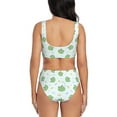 thumbnail image 3 of Wukai Kawaii Frogs Women's Bikini Set Two Piece,wimsuit High Waisted V Neck Twist Front Adjustable Spaghetti Straps Bathing Suit-XX-Large, 3 of 7