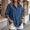 Blue, variant on Women's Corduroy Collared Pullover Shirt, Quarter Button Long Sleeve Relaxed Tunic Top for Fall Winter