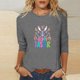 thumbnail image 2 of Mujeres 3/4 Manga Tops Impresión Casual Cuello Redondo Camiseta Top Blusa, Poliéster Toda la Temporada, 2 of 4